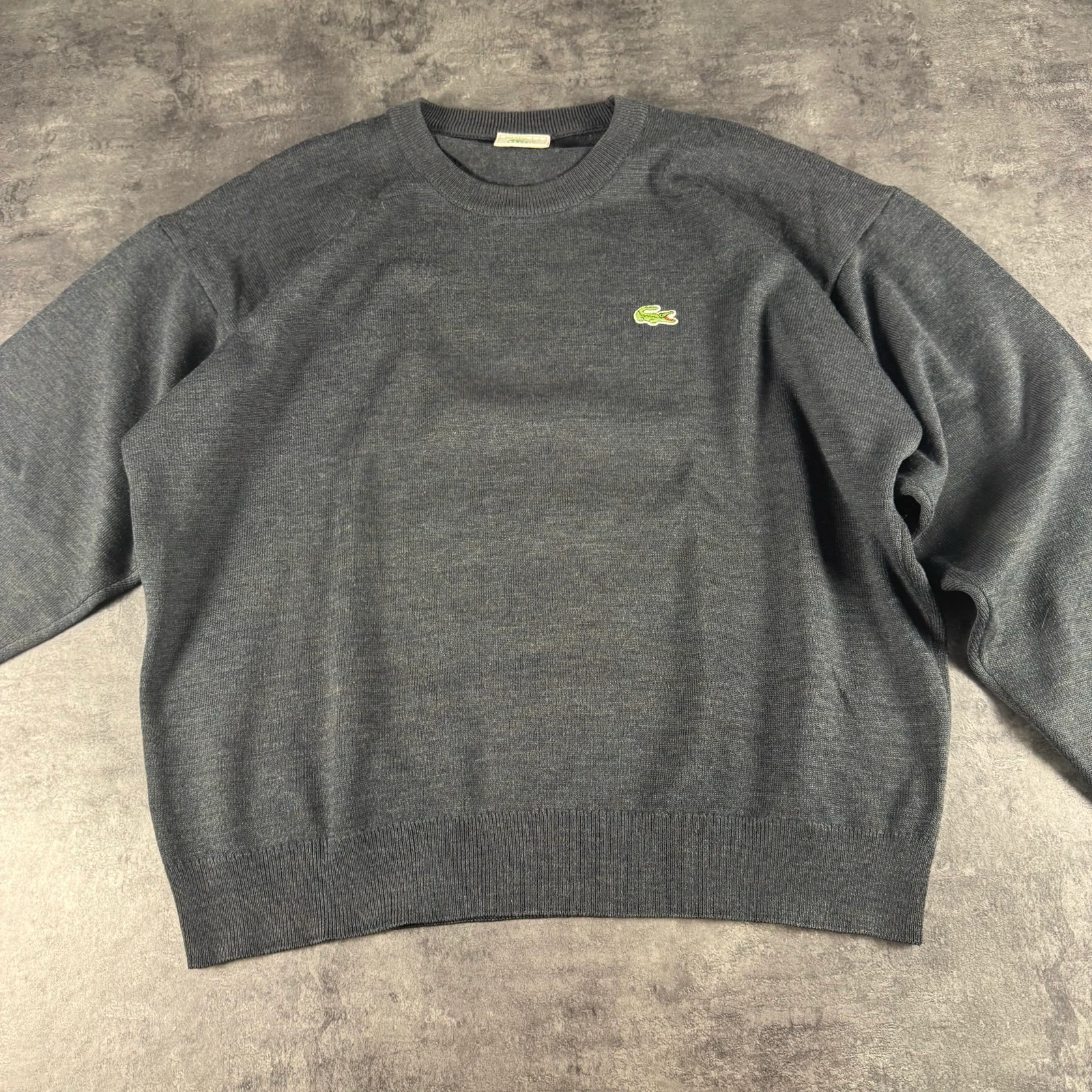 Lacoste Crewneck Sweater Grey Premium Vintage 90's Archive Tactical Made in Spain Wool Knit Jumper – photo 4
